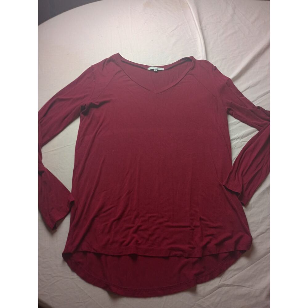 Emma's Closet Red Bamboo Long sleeve‎ V-Neck Blouse Top Women Size Medium